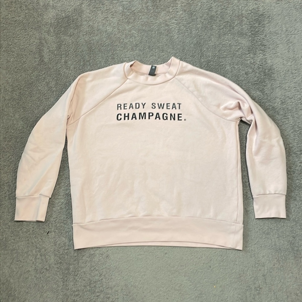 VGC Sweaty Betty "Ready to Sweat Champagne" Pink Crewneck Sweatshirt - Size L